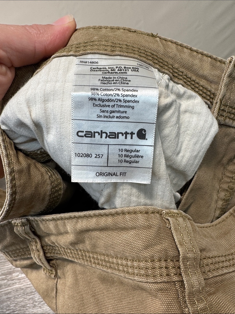 Carhartt Original Fit Work Pants in Khaki woman’s size 10 - Picture 3 of 6